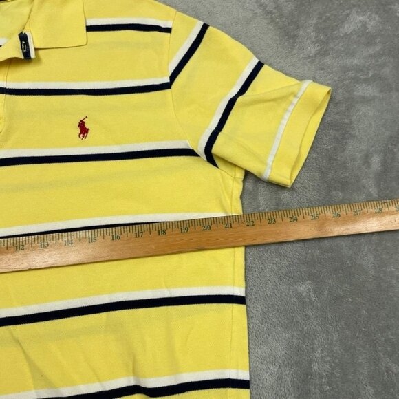 Polo Ralph Lauren Yellow Striped Polo Shirt Size Large 100% Cotton a0187 - Picture 4 of 6